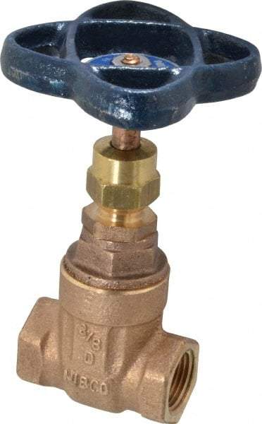 NIBCO - 3/8" Pipe, Class 125, Threaded Bronze Solid Wedge Stem Gate Valve - 200 WOG, 125 WSP, Screw-In Bonnet - Caliber Tooling