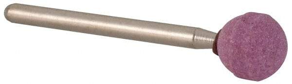 Made in USA - 3/8" Head Diam x 3/8" Thickness, B122, Ball End, Aluminum Oxide Mounted Point - Medium Grade - Caliber Tooling