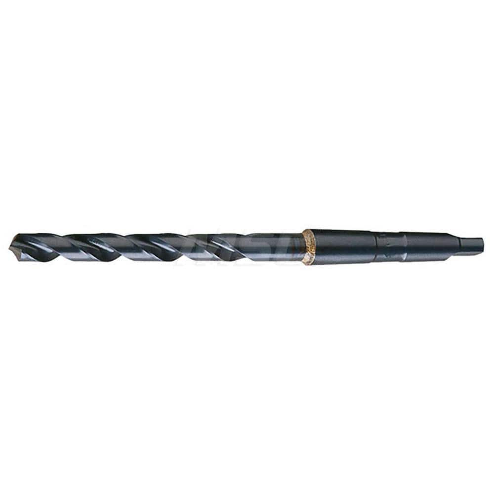 Taper Shank Drill Bit: 1.875″ Dia, 5MT, 118 °, High Speed Steel Oxide Finish, 17.375″ OAL, Standard Point, Spiral Flute