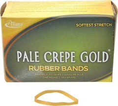 Alliance - 4 Inch Circumference, 1/4 Inch Wide, Pale Crepe Gold Rubber Band Strapping - 490 Pieces - Caliber Tooling