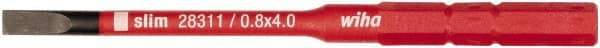 Wiha - 4mm Blade, 15/64" Drive Slotted Screwdriver Bit - 2-61/64" OAL - Caliber Tooling