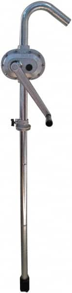 Value Collection - 1-1/4" Outlet, Aluminum Hand Operated Rotary Pump - 30 oz per Stroke, 51" OAL, For Fuel Oil, Kerosene, Gasoline, Antifreeze & Other Noncorrosive Fluids - Caliber Tooling