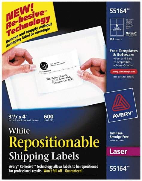 AVERY - 4" Long, White Paper Shipping Label - For Laser Printers - Caliber Tooling