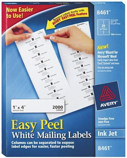 AVERY - 1" Wide x 4" Long, White Paper Shipping Label - For Inkjet Printers - Caliber Tooling