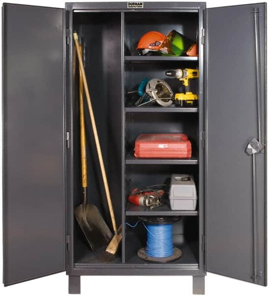 Durham - 4 Shelf Combination Storage Cabinet - Steel, 36" Wide x 24" Deep x 78" High, Gray - Caliber Tooling