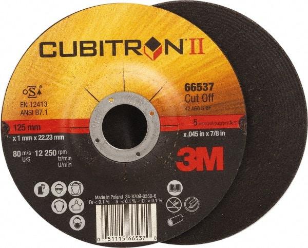 3M - 60 Grit, 5" Wheel Diam, 7/8" Arbor Hole, Type 27 Depressed Center Wheel - Ceramic, Resinoid Bond, S Hardness, 12,250 Max RPM - Caliber Tooling