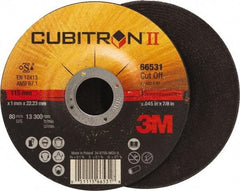 3M - 60 Grit, 4-1/2" Wheel Diam, 7/8" Arbor Hole, Type 27 Depressed Center Wheel - Ceramic, Resinoid Bond, S Hardness, 13,300 Max RPM - Caliber Tooling