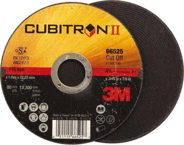 3M - 4-1/2" 60 Grit Ceramic Cutoff Wheel - 0.045" Thick, 7/8" Arbor, 13,300 Max RPM, Use with Angle Grinders - Caliber Tooling