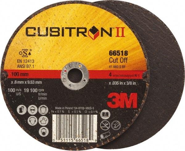 3M - 4" 60 Grit Ceramic Cutoff Wheel - 0.035" Thick, 3/8" Arbor, 19,100 Max RPM, Use with Angle Grinders - Caliber Tooling