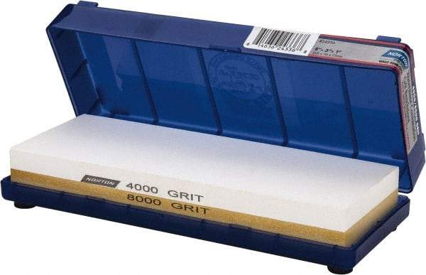 Norton - 8" Long x 3" Wide x 1" Thick, Sharpening Stone - Rectangle, 4000/8000 Grit, Ultra Fine Grade - Caliber Tooling