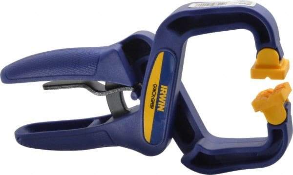 Irwin - 2" Jaw Opening Capacity, 2" Throat Depth, Spring Clamp - 50 Lb Clamping Pressure, 7-1/2" OAL - Caliber Tooling