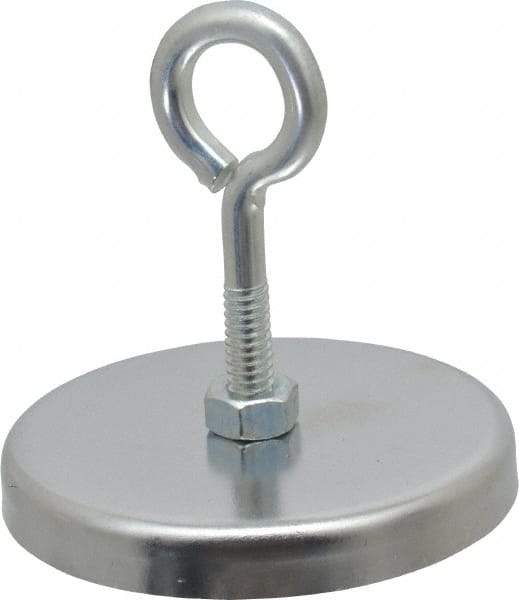 Mag-Mate - 41 Lb Max Pull Force, 3/8" Overall Height, 2.63" Diam, Ceramic Cup Magnet - Loop Style, Chrome Plated - Caliber Tooling