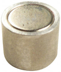 Mag-Mate - 6-32 Thread, 1/4" Diam, 1/2" High, 0.13 Lb Average Pull Force, Neodymium Rare Earth Pot Magnet - 1/4" Tapped Hole Depth, Nickel Plated, Aluminum Insulated - Caliber Tooling