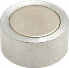 Mag-Mate - 1/4-20 Thread, 1" Diam, 1/2" High, 3.75 Lb Average Pull Force, Neodymium Rare Earth Pot Magnet - 1/4" Tapped Hole Depth, Nickel Plated, Aluminum Insulated - Caliber Tooling