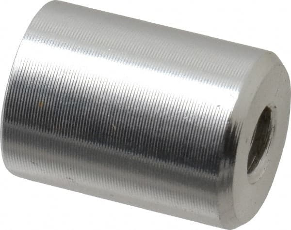 Mag-Mate - 8-32 Thread, 3/8" Diam, 1/2" High, 0.65 Lb Average Pull Force, Neodymium Rare Earth Pot Magnet - 1/4" Tapped Hole Depth, Nickel Plated, Aluminum Insulated - Caliber Tooling