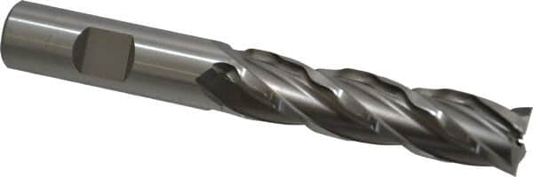 Weldon - 5/8" Diam, 2-1/2" LOC, 4 Flute High Speed Steel Roughing & Finishing Square End Mill - Uncoated, 4-5/8" OAL, 5/8" Shank Diam, Weldon Shank, 30° Helix, Non-Centercutting - Caliber Tooling