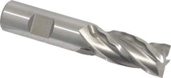 Weldon - 3/4" Diam, 1-5/8" LOC, 4 Flute High Speed Steel Roughing & Finishing Square End Mill - Uncoated, 3-7/8" OAL, 3/4" Shank Diam, Weldon Shank, 30° Helix, Centercutting, Regular Length - Caliber Tooling