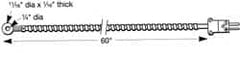 Thermo Electric - 0 to 900°F, E Surface, Thermocouple Probe - 25 Ft. Cable Length, Mini Connector, 15 Sec Response Time - Caliber Tooling