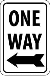 NMC - "One Way", "Left Arrow", 18" Wide x 24" High, Aluminum Parking Lot Traffic Signs - 0.08" Thick, Black on White, High Intensity Reflectivity, Rectangle, Post Mount - Caliber Tooling