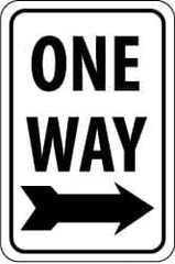 NMC - "One Way", "Right Arrow", 18" Wide x 24" High, Aluminum Parking Lot Traffic Signs - 0.08" Thick, Black on White, High Intensity Reflectivity, Rectangle, Post Mount - Caliber Tooling