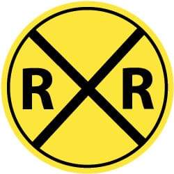 NMC - "R R", "Railroad Crossing Symbol", 30" Wide x 30" High, Aluminum Traffic Control Signs - 0.08" Thick, Black on Yellow, High Intensity Reflectivity, Round, Post Mount - Caliber Tooling