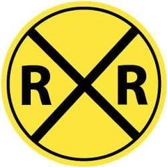 NMC - "R R", "Railroad Crossing Symbol", 30" Wide x 30" High, Aluminum Traffic Control Signs - 0.08" Thick, Black on Yellow, High Intensity Reflectivity, Round, Post Mount - Caliber Tooling