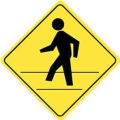 NMC - "Pedestrians Crossing", 24" Wide x 24" High, Aluminum Pedestrian Crossing Signs - 0.08" Thick, Black on Yellow, High Intensity Reflectivity, Diamond, Post Mount - Caliber Tooling