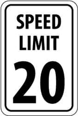 NMC - "Speed Limit 20", 18" Wide x 24" High, Aluminum Speed Limit Signs - 0.08" Thick, Black on White, Engineer Grade Reflectivity, Rectangle, Post Mount - Caliber Tooling