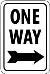 NMC - "One Way", "Right Arrow", 12" Wide x 18" High, Aluminum Parking Lot Traffic Signs - 0.08" Thick, Black on White, High Intensity Reflectivity, Rectangle, Post Mount - Caliber Tooling