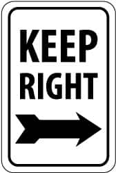 NMC - "Keep Right", "Right Arrow", 12" Wide x 18" High, Aluminum Parking Lot Traffic Signs - 0.08" Thick, Black on White, High Intensity Reflectivity, Rectangle, Post Mount - Caliber Tooling