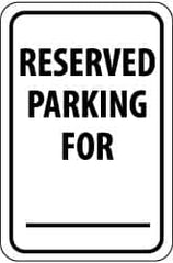 NMC - "Reserved Parking for ___", 12" Wide x 18" High, Aluminum Reserved Parking Signs - 0.063" Thick, Black on White, Rectangle, Post Mount - Caliber Tooling