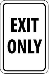 NMC - "EXIT ONLY", 12" Wide x 18" High, Aluminum Parking Lot Traffic Signs - 0.08" Thick, Black on White, High Intensity Reflectivity, Rectangle, Post Mount - Caliber Tooling