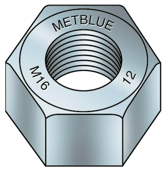 Value Collection - M16x2.00 Metric Coarse Steel Right Hand Hex Nut - 24mm Across Flats, 13mm High, Metric Blue Finish - Caliber Tooling