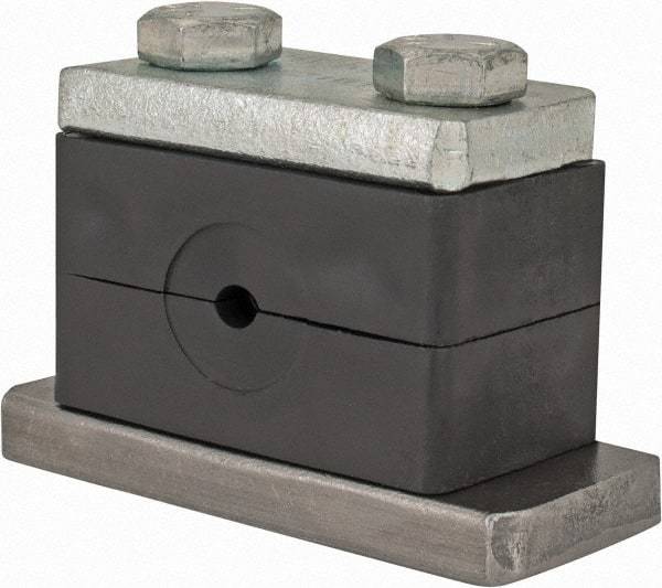 HYDAC - 2.87" Wide x 1.89" High x 1.18" Deep, Polypropylene Heavy Duty Vibration-Control Clamp - Carbon Steel Plate, Mount with Weld Plate, Top Plate, Plastic Clamp Pair, Bolts - Caliber Tooling