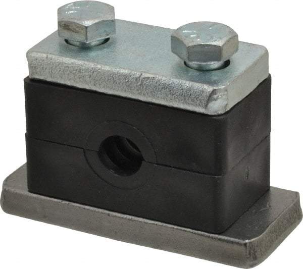 HYDAC - 2.87" Wide x 1.89" High x 1.18" Deep, Polypropylene Heavy Duty Vibration-Control Clamp - Carbon Steel Plate, Mount with Weld Plate, Top Plate, Plastic Clamp Pair, Bolts - Caliber Tooling