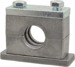 HYDAC - 3.35" Wide x 2.52" High x 1.18" Deep, Aluminum Heavy Duty Vibration-Control Clamp - Carbon Steel Plate, For 3/4" Pipe, Mount with Weld Plate, Top Plate, Plastic Clamp Pair, Bolts - Caliber Tooling