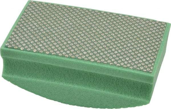 AMPLEX - Medium Grade, 60 Grit, Diamond Hand Pad - Green, 2-1/8" Wide x 3-1/2" Long x 1-1/2" Thick, Coated - Caliber Tooling