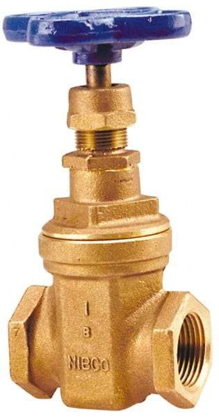 NIBCO - 3/8" Pipe, Class 150, Threaded Bronze Solid Wedge Stem Gate Valve - 300 WOG, 150 WSP, Screw-In Bonnet - Caliber Tooling