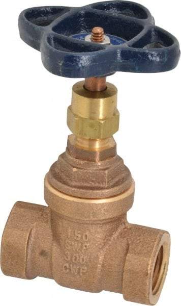 NIBCO - 1/2" Pipe, Class 150, Threaded Bronze Solid Wedge Stem Gate Valve - 300 WOG, 150 WSP, Screw-In Bonnet - Caliber Tooling