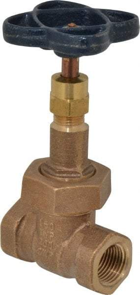 NIBCO - 1/2" Pipe, Class 150, Threaded Bronze Solid Wedge Rising Stem Gate Valve - 300 WOG, 150 WSP, Bolted Bonnet - Caliber Tooling