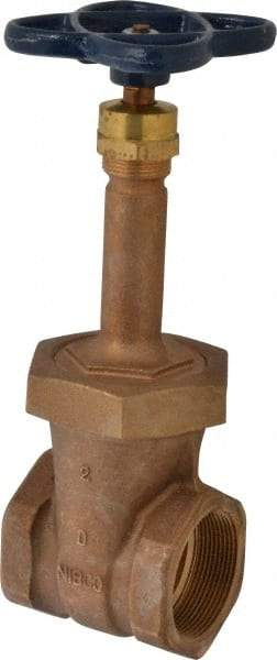 NIBCO - 2" Pipe, Class 150, Threaded Bronze Solid Wedge Rising Stem Gate Valve - 300 WOG, 150 WSP, Bolted Bonnet - Caliber Tooling