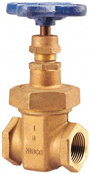 NIBCO - 1/4" Pipe, Class 150, Threaded Bronze Solid Wedge Stem Gate Valve - 300 WOG, 150 WSP, Union Bonnet - Caliber Tooling