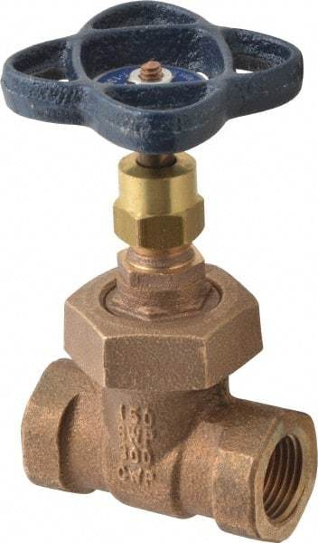 NIBCO - 1/2" Pipe, Class 150, Threaded Bronze Solid Wedge Stem Gate Valve - 300 WOG, 150 WSP, Union Bonnet - Caliber Tooling