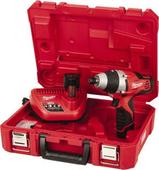 Milwaukee Tool - 12 Volts, Lithium-Ion Battery, 1/4 Inch Keyless Chuck, Pistol Grip Cordless Drill - Exact Industrial Supply