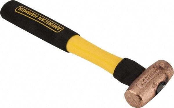 American Hammer - 1-1/2 Lb Head Nonsparking Mallet - 12" OAL, 11" Long Fiberglass Handle - Caliber Tooling