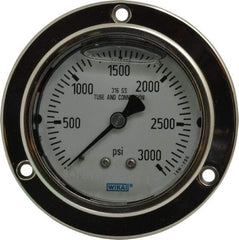 Wika - 2-1/2" Dial, 1/4 Thread, 0-3,000 Scale Range, Pressure Gauge - Lower Back Connection Mount, Accurate to 2-1-2% of Scale - Caliber Tooling