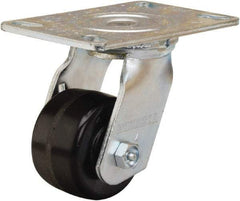 Hamilton - 3-1/4" Diam x 2" Wide x 5-1/4" OAH Top Plate Mount Swivel Caster - Phenolic, 700 Lb Capacity, Straight Roller Bearing, 4-1/2 x 6-1/4" Plate - Caliber Tooling