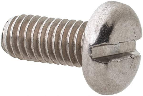 Value Collection - M3.5x0.60 Metric Coarse, 8mm Length Under Head Slotted Drive Machine Screw - Pan Head, Grade 18-8 & A2 Stainless Steel, Uncoated, Without Washer - Caliber Tooling