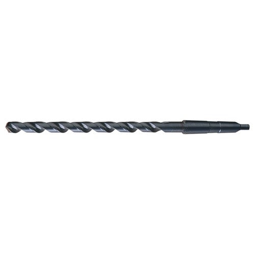 9/16 RHS / RHC HSS 118 Degree Notched Point Extra Length Taper Shank Drill - Steam Oxide - Exact Industrial Supply