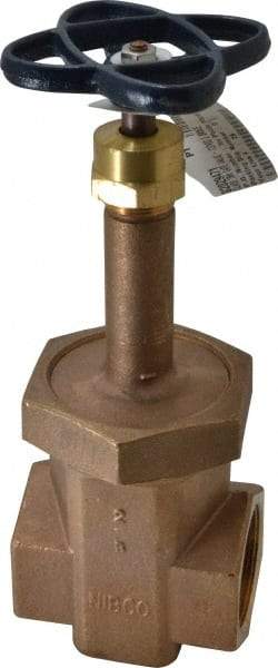 NIBCO - 2" Pipe, Class 300, Threaded Bronze Alloy Solid Wedge Rising Stem Gate Valve with Stainless Steel Trim - 600 WOG, 300 WSP, Union Bonnet - Caliber Tooling